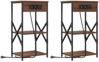 vidaXL Nachttisch 2 pcs Braune Eiche 41 x 31 x 76 cm Holzwerkstoff 859534