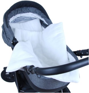 Babydecke BabyLux Babydecke Musselin Kinderwagendecke Kuscheldecke 75x60 cm MPM, BabyLux, Weiß