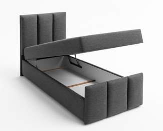 AX LIVING Levente Boxbett mit Bettkasten 100x200 Boxspringbett Schwarz