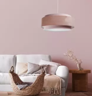 BPS Koncept DUM-036 Hängeleuchte DOBLO Velourss strukturiert und Samtstoff auf PVC-Basis rosa 1xE27 60W H:107 Ø60cm dimmbar