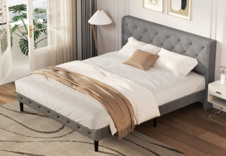 Lexzurn Polsterbett Polsterbett Bett 140x200 mit Lattenrost (Doppelbett mit gepolstertem Kopfteil, Einfache Montage, Robustes Gestell und Samtbezug), wählen Sie Größe und Farbe! Kostenlose Lieferung!