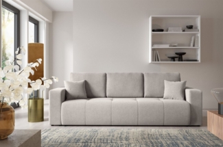 Sofa 3-Sitzer mit Schlaffunktion AUGUSTO in Stoff Wind Hellgrau