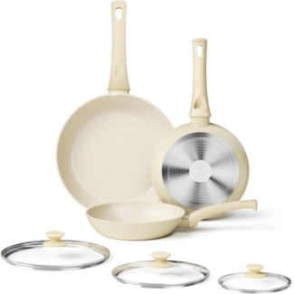 3tlg Innerwell Granit-Pfannenset 20/24/28cm Antihaft Pfanne Induktion Deckel