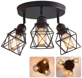 MUPOO Deckenleuchten LED-Deckenstrahler,Retro Deckenlampe E27,aus Metall in Schwarz, LED fest integriert, 360°Schwenkbar,für Küche Flur Esszimmer Bauernhaus Eingangsbereich