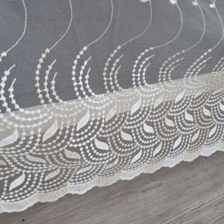 Gardinen by Justyna Gardine Store Tüll Weiß Gold, Kräuselband, transparent, Fertiggardine,Kräuselband Vorhang,Transparenter Store,Perde,Tül