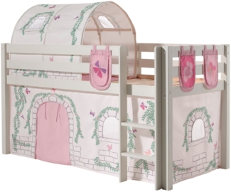 Kinderbett Karolina 210x114x106 Massivholz Weiß Textilset Burg 4