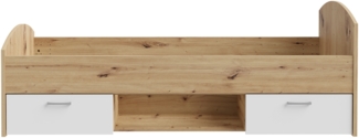 Stauraumbett >CULGOA< Liegefl. 90x200cm, 2 Schübe, Artisan Eiche Dekor - 96x75,5x205cm BxHxT