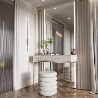 Lookway Konsolentisch BLANCO GLAMOUR Konsole in Kaschmir auf verchromtem Gestell