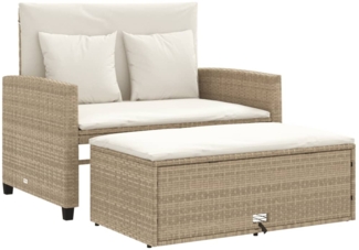 vidaXL Gartensofa mit Kissen 2-Sitzer Beige Poly Rattan 365135