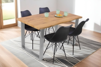 Esstisch Baumkante Holz-Optik Wildeiche 120 x 80 U-Gestell silber JOSY 142464006