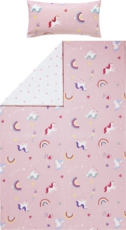 Erwin Müller Kinderbettwäsche Kinder-Wendebettwäsche, Biber, Feinbiber Motiv: Einhorn, Regenbogen, Herz