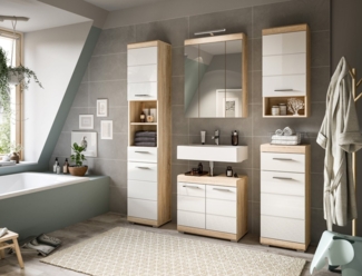furnling Badmöbel-Set Scott, (5-St, aus Hochschrank, Spiegelschrank, Hängeschrank, Standschrank, WBU), Badmöbel, Badezimmermöbel, Komplett-Set, modern, Breite 164 cm