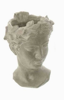 Linoows Pflanzkübel Pflanztopf Büste Helena, Übertopf, Beton Blumentopf 27 cm (Set), Nostalgie Pflanztopf Büste aus Beton