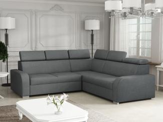 Ecksofa Apollo 2rR2p mit Schlaffunktion und Bettkasten, L-Form, Einstellbare Kopfstützen (Farbe: Crown 18)