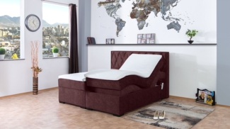 Meisterbetten Boxspringbett Loki 140x220 in DS-Brombeere, Matratzenbezug Nano, Ergoflex-Topper