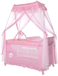 Lorelli Reisebett Magic Sleep 2 Ebenen Baldachin Mobile Wickelauflage faltbar pink