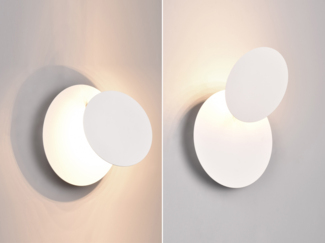 2-er Set LED Wandleuchten mit indirekter Beleuchtung, Weiß Ø 18cm