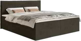Selsey 'Softie' Boxspringbett 160x200 cm mit Topper und Stauraum, Velours wasserabweisend, Dunkelgrün