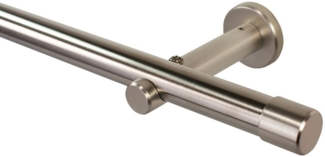iso-design Gardinenstange 20 mm Farbe Edelstahl, Endstück Kappe, Ø 20 mm, 1-läufig, Fixmaß, verschraubt, Metall, Rohr aus Edelstahl