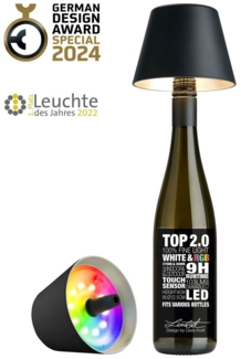 Sompex Flaschenleuchte TOP 2.0 Schwarz LED RGBW mit Akku