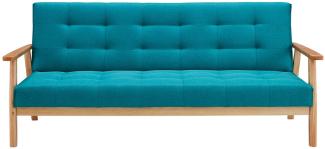 Schlafsofa 190 x 85 cm 100 % Polyester und Massivholz Petrol