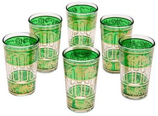 Marrakesch Orient & Mediterran Interior Teeglas 6x Orient Teeglas Lamia Grün - 6er SET, 6-tlg, Glas, Handarbeit