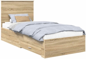 vidaXL Bettrahmen mit Kopfteil Sonoma-Eiche 90 x 190 cm Holzwerkstoff 3411361