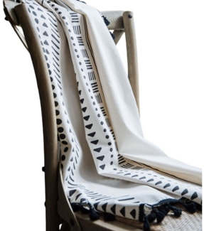 Coonoor Verdunkelungsvorhang Boho Vorhänge Vintage Landhausstil Baumwolle Leinen Quaste Gardinen, (2 St), mit Ösen Leinen Optik