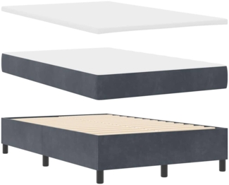 vidaXL Boxspringbett mit Matratze Dunkelgrau 120 x 200 cm Samt 3344505