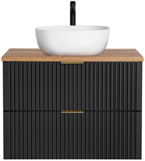 ADEL Badmöbel-Set 80 cm mit Aufsatzwaschbecken (46x80cm), Schwarz Teppich