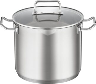 RÖSLE EXPERTISO Gemüse und Suppentopf, Hochwertiger Universaltopf aus Edelstahl 18/10, 24 cm, Glasdeckel, Innenskalierung, induktionsgeeignet, spülmaschinengeeignet, Silberfarben