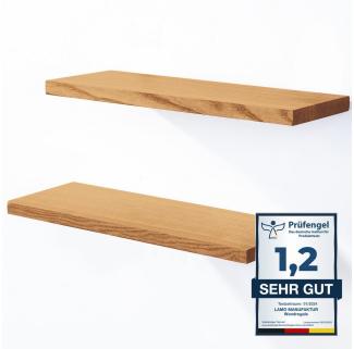 LAMO Manufaktur Wandregal LAMO Manufaktur 2 Stück Wandregal aus Holz 2x 42cm, Schweberegal Massiv 100% Echtholz, Wandregale SET 4 Gerade Farbe: Rustikal