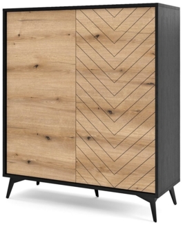 Lomadox Highboard DALE-160, Anrichte Kommode Wohnzimmer schwarz Eiche 104 x 119 x 39 cm