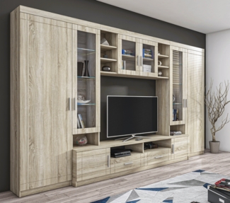 AX LIVING Parisca Klassische Wohnwand mit viel Stauraum sonoma eiche