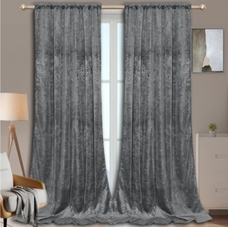 Rosnek Vorhang Luxuriöser, geblümter Samt, für Wohnzimmer Schlafzimmer Deko (2 St), Stangendurchzug, verdunkelnd, H×B: 183×132,213×132,244×132,274×132,304×132