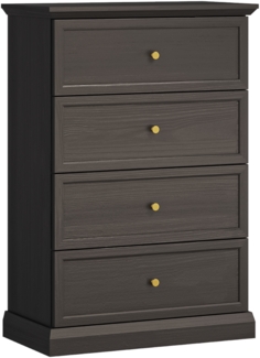 AX LIVING Kommode Schmal „Levantos K4S“ – 75,5 cm, Schwarz Grafit