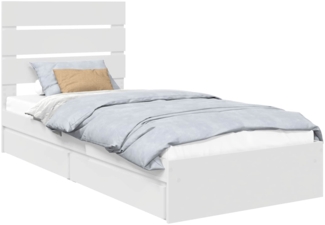 vidaXL Aufbewahrungsbett mit Kopfteil Weiß 100x200 cm Holzwerkstoff 3411918