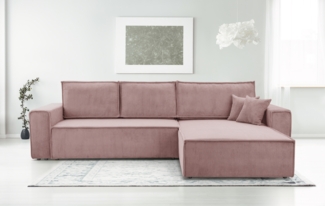 AX LIVING Cord Couch L Form – Cedria L+R Wohnlandschaft 287cm Lavendel