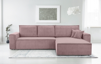 AX LIVING Cord Couch L Form – Cedria L+R Wohnlandschaft 287cm Lavendel
