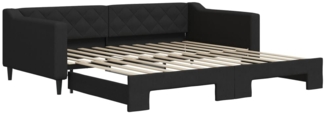 vidaXL Tagesbett Ausziehbar Schwarz 100x200 cm Stoff 3197433