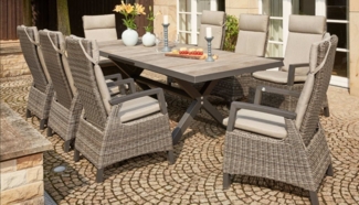 SIENA GARDEN Corido Sitzgruppe, charcoal grey mit 8 Diningsesseln und 1 Ausziehtisch Sincro