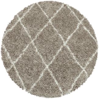 Hochflor Teppich Adriana rund - 160 cm Durchmesser - Beige