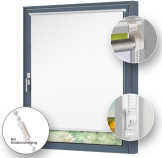 Klemmfix Rollo weiss 70x150cm Verdunkelung ohne Bohren Thermo Sichtschutz