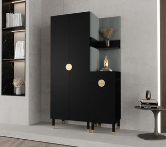 ABIKS MÖBEL Kompaktgarderobe PALERMO Set 6 Garderobe mit gepolsterten Paneelen, Industriell Design