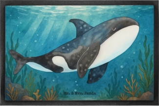 Mr. & Mrs. Panda Fußmatte Orca Design, Fußabtreter, Weiß, Fußmatte innen, Arbeit, Fussmatten, M, Höhe: 40 mm