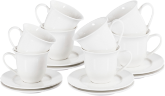 Tassen 8er Set mit Untertellern ELDERBERRY Porzellan Weiß