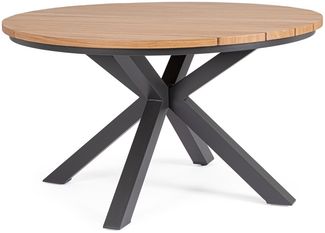 Gartenesstisch Zelmar Aluminium, modern skandinavisch, rund Ø 130 cm, natur-anthrazit, für 4-6 Personen