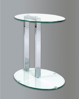 Beistelltisch 14794, Glas/Chrom, oval, ca. 45 x 50 x 35 cm