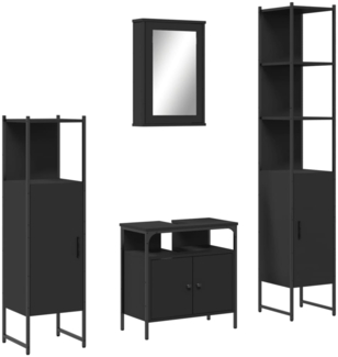 vidaXL 4-tlg. Badmöbel-Set Schwarz Holzwerkstoff 3214825