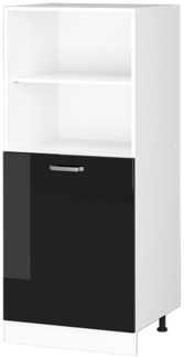 Hochschrank R-Line Schwarz Hochglanz 60 cm mit offenen Regalen, und Tür Vicco